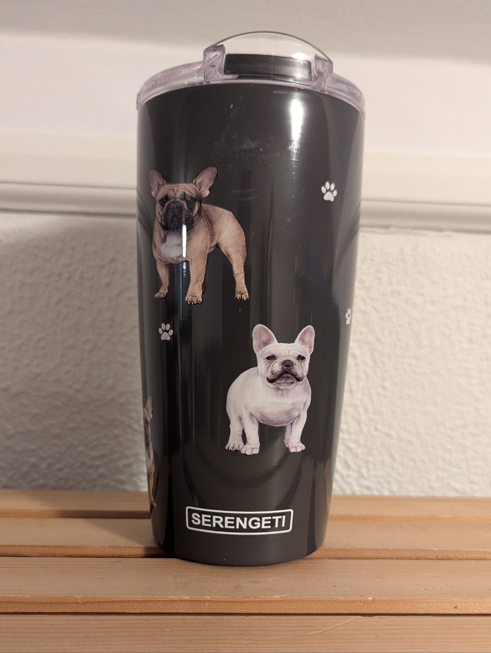 French Bulldog Dog Tumbler Stainless Steel Spill Proof Lid NWT Serengeti 20 Oz
